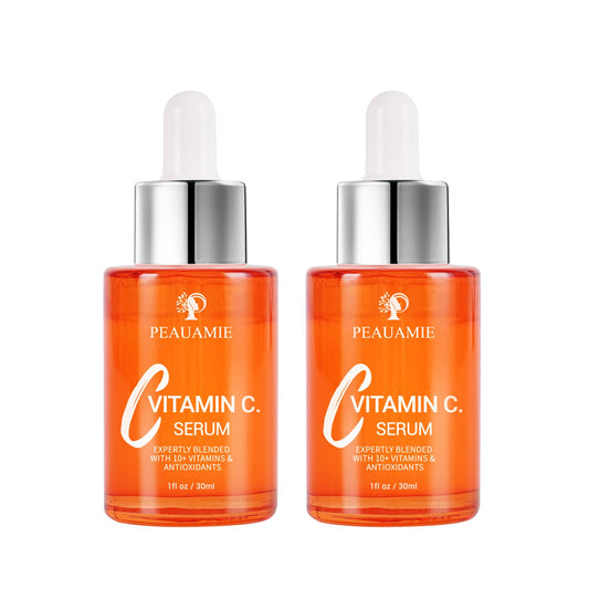 Peauamie Vitamin C Serum for Face Anti Aging with 2% Hyaluronic Acid and 1% Retinol Ferulic AcidMoisturizer for Fine Lines and Wrinkles 1 Fl Oz x 2 Pack